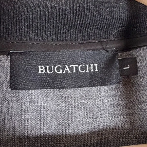 Bugatchi‎ Men's Gray Black Quarter Zip Pullover Sweater Size L